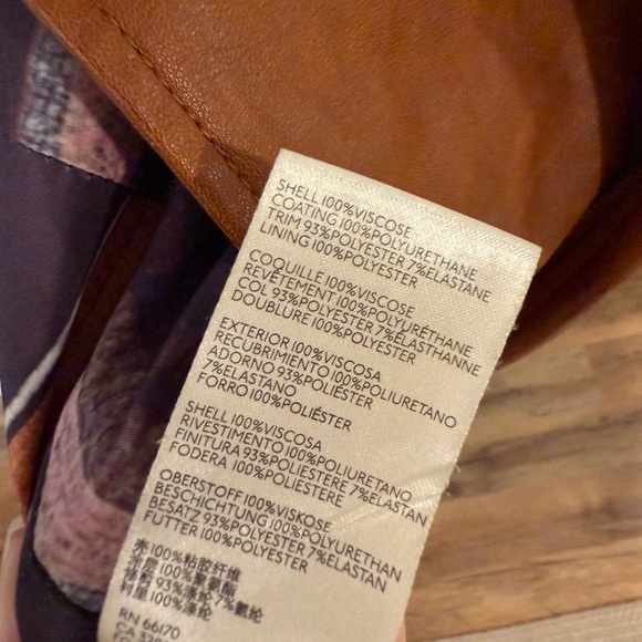 Anthropology Faux Brown Petite Large Leather and Suede Jacket - Picture 8 of 11